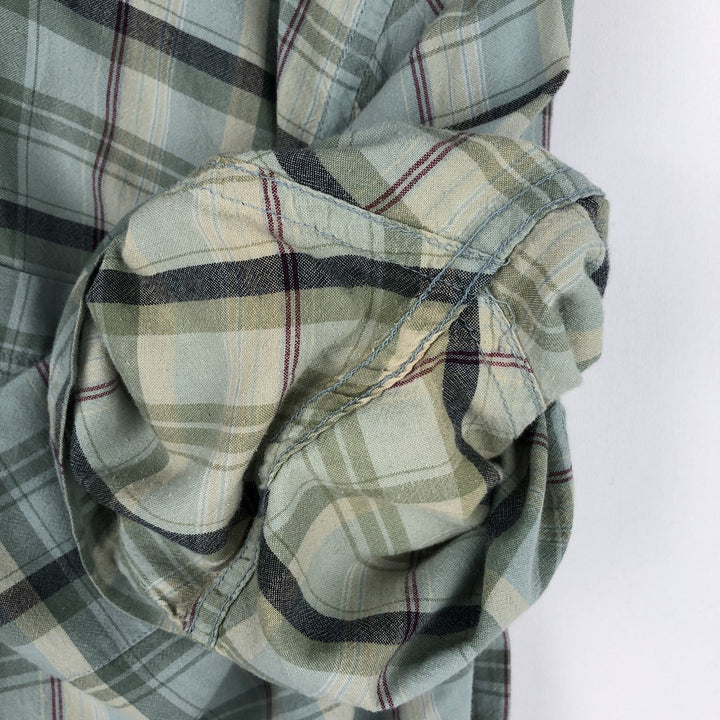 2000'S Eddie Bauer Short-Sleeve Button-Down Check Shirt, Men's Size L (approx.) cotton Blue type light blue Vintage Second Hand