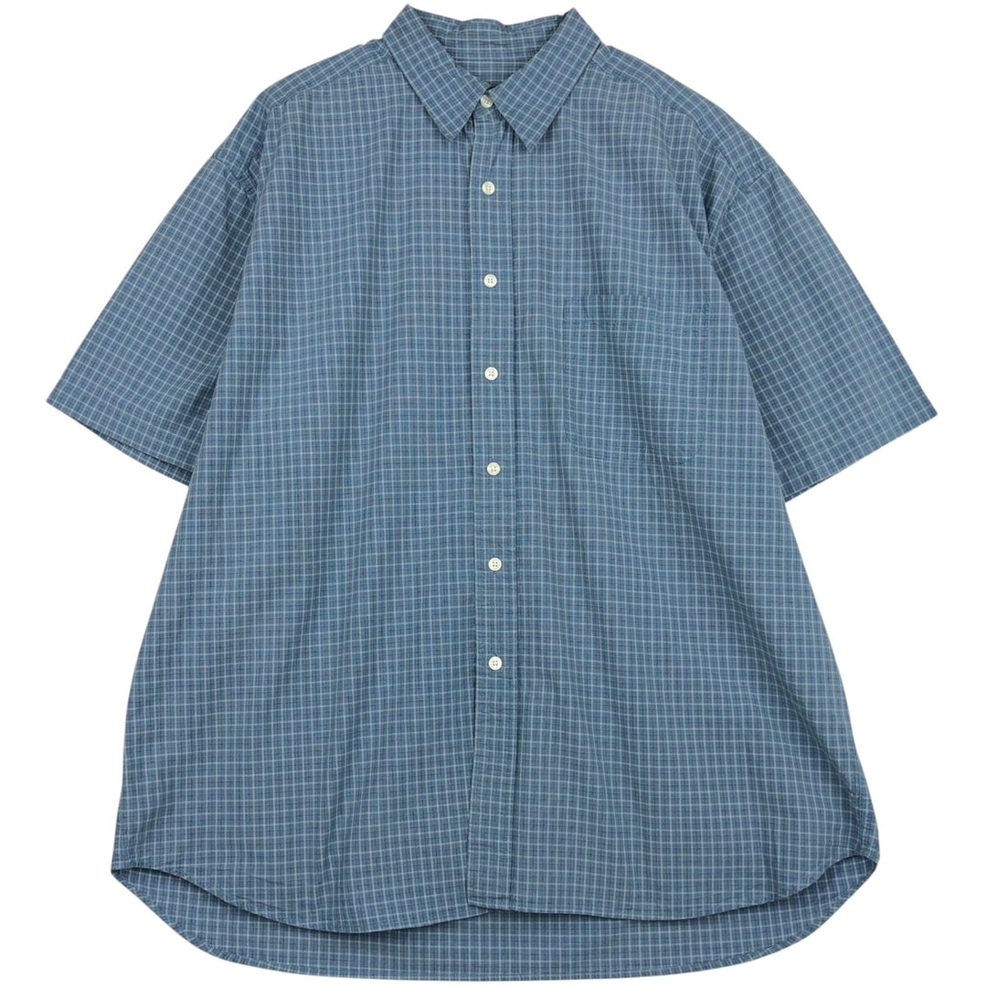 2000'S Eddie Bauer short-sleeved check shirt, men's size XL (approx.) cotton Blue type light blue Vintage Second Hand