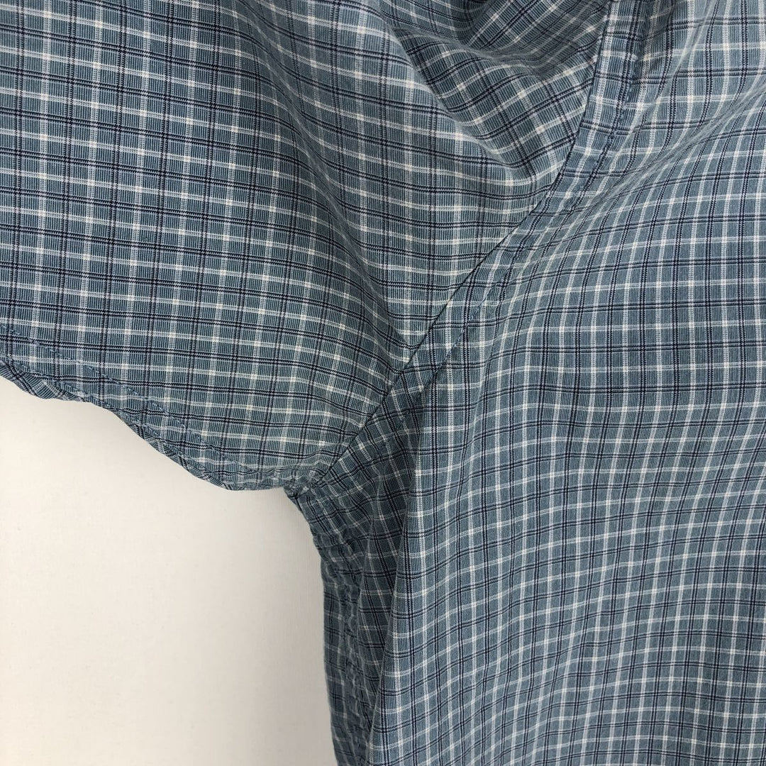 2000'S Eddie Bauer short-sleeved check shirt, men's size XL (approx.) cotton Blue type light blue Vintage Second Hand