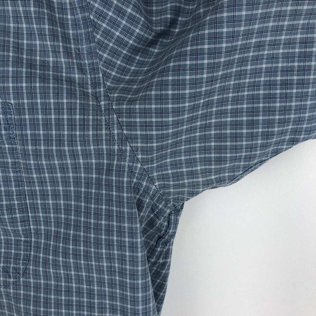 2000'S Eddie Bauer short-sleeved check shirt, men's size XL (approx.) cotton Blue type light blue Vintage Second Hand