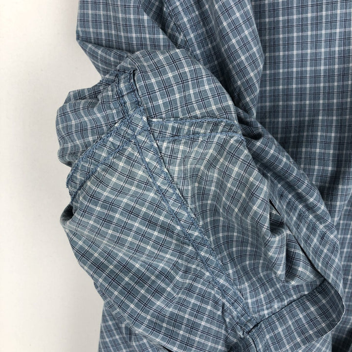 2000'S Eddie Bauer short-sleeved check shirt, men's size XL (approx.) cotton Blue type light blue Vintage Second Hand