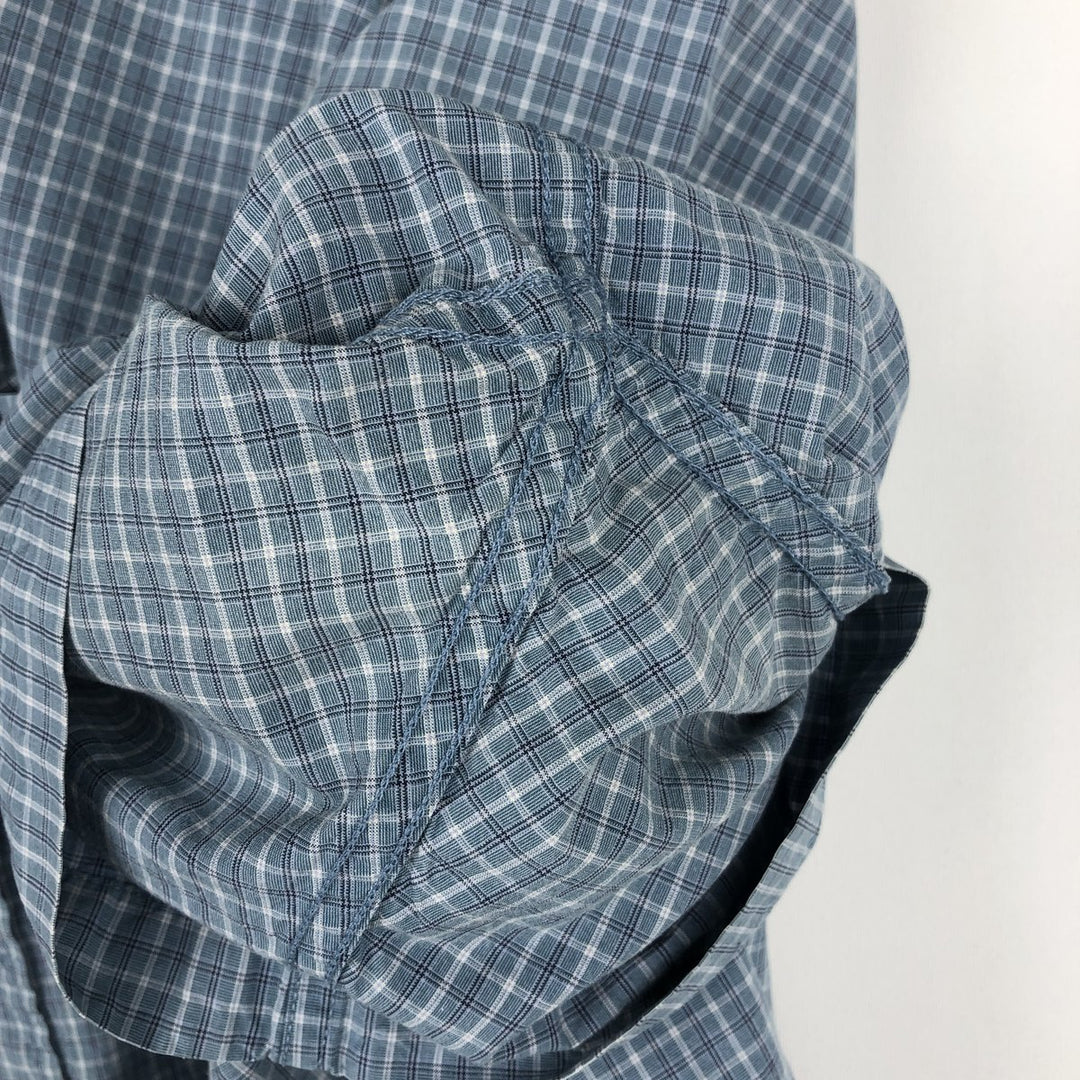 2000'S Eddie Bauer short-sleeved check shirt, men's size XL (approx.) cotton Blue type light blue Vintage Second Hand