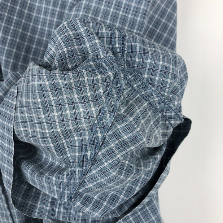 2000'S Eddie Bauer short-sleeved check shirt, men's size XL (approx.) cotton Blue type light blue Vintage Second Hand