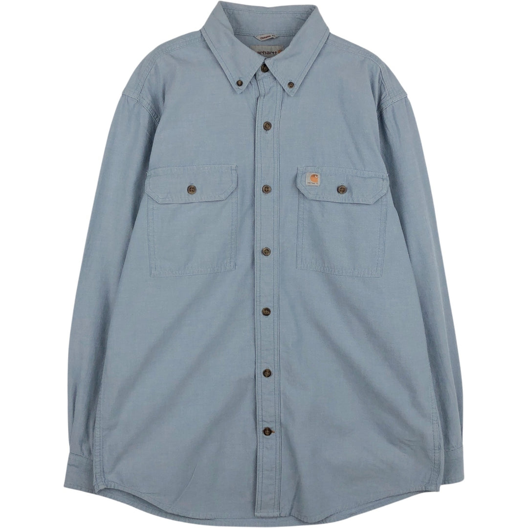 Carhartt Original Fit Long Sleeve Button-Down Work Shirt, Men's Size Medium cotton Blue type light blue Vintage Second Hand
