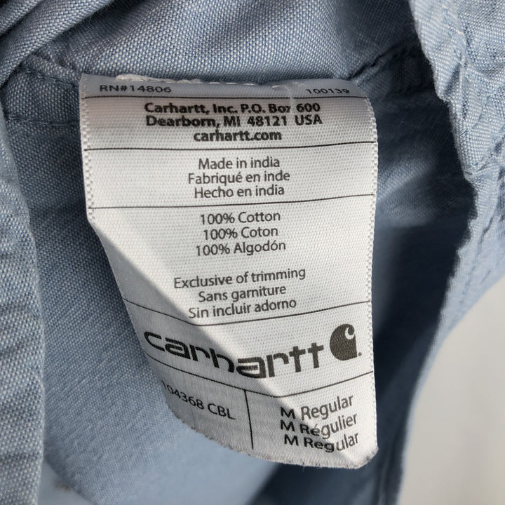 Carhartt Original Fit Long Sleeve Button-Down Work Shirt, Men's Size Medium cotton Blue type light blue Vintage Second Hand