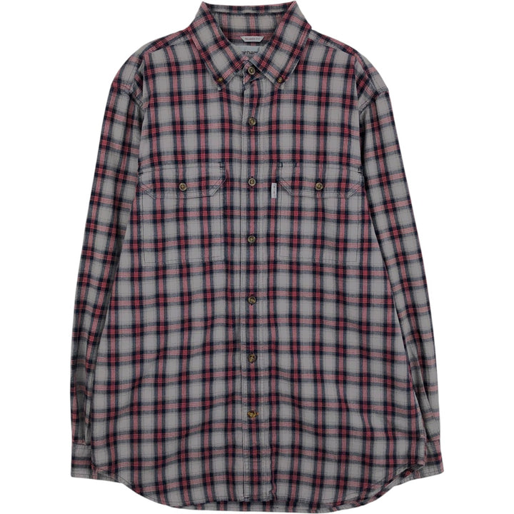 Carhartt Relaxed Fit Check Pattern Long Sleeve Button Down Work Shirt, Men's Medium cotton gray type Vintage Second Hand