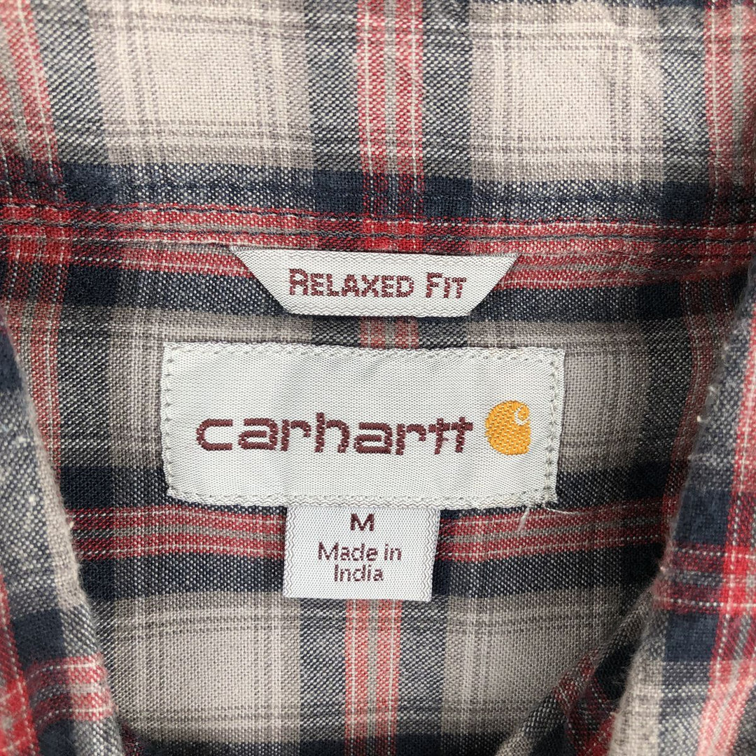 Carhartt Relaxed Fit Check Pattern Long Sleeve Button Down Work Shirt, Men's Medium cotton gray type Vintage Second Hand
