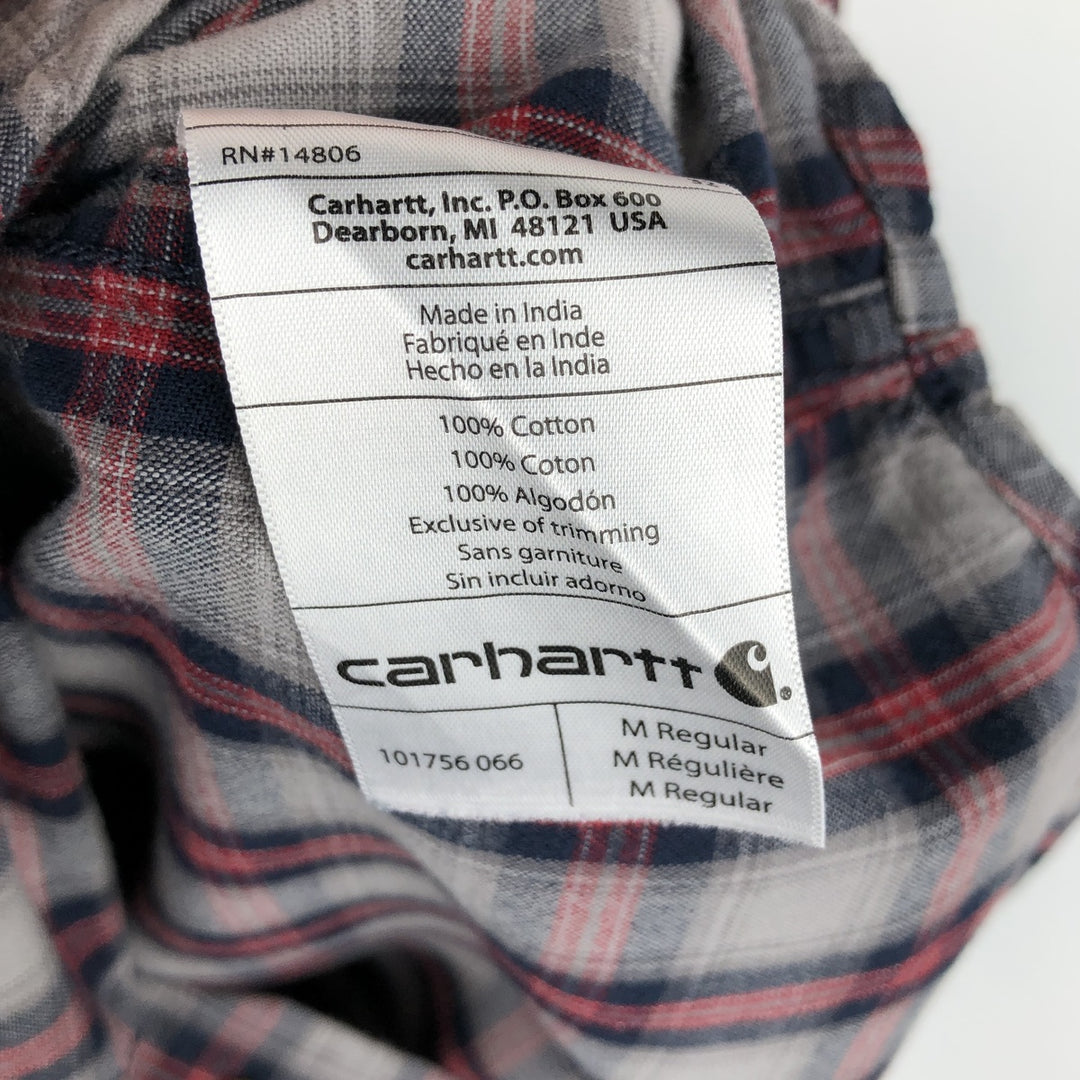 Carhartt Relaxed Fit Check Pattern Long Sleeve Button Down Work Shirt, Men's Medium cotton gray type Vintage Second Hand
