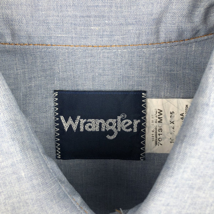 90'S Wrangler Chambray Long-Sleeve Denim Western Shirt, Men's Size L (approx.), Vintage cotton Blue type light blue Vintage Second Hand