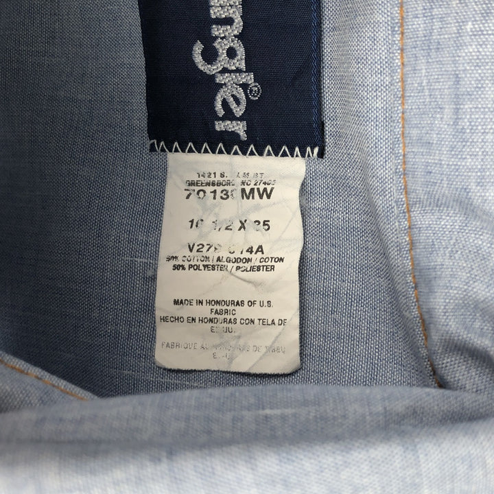 90'S Wrangler Chambray Long-Sleeve Denim Western Shirt, Men's Size L (approx.), Vintage cotton Blue type light blue Vintage Second Hand