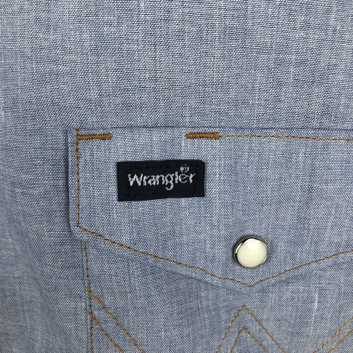 90'S Wrangler Chambray Long-Sleeve Denim Western Shirt, Men's Size L (approx.), Vintage cotton Blue type light blue Vintage Second Hand