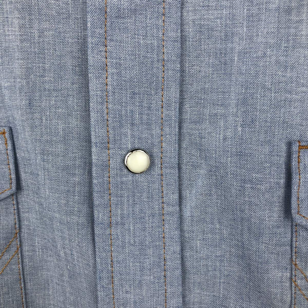 90'S Wrangler Chambray Long-Sleeve Denim Western Shirt, Men's Size L (approx.), Vintage cotton Blue type light blue Vintage Second Hand