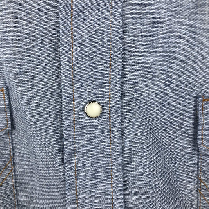 90'S Wrangler Chambray Long-Sleeve Denim Western Shirt, Men's Size L (approx.), Vintage cotton Blue type light blue Vintage Second Hand