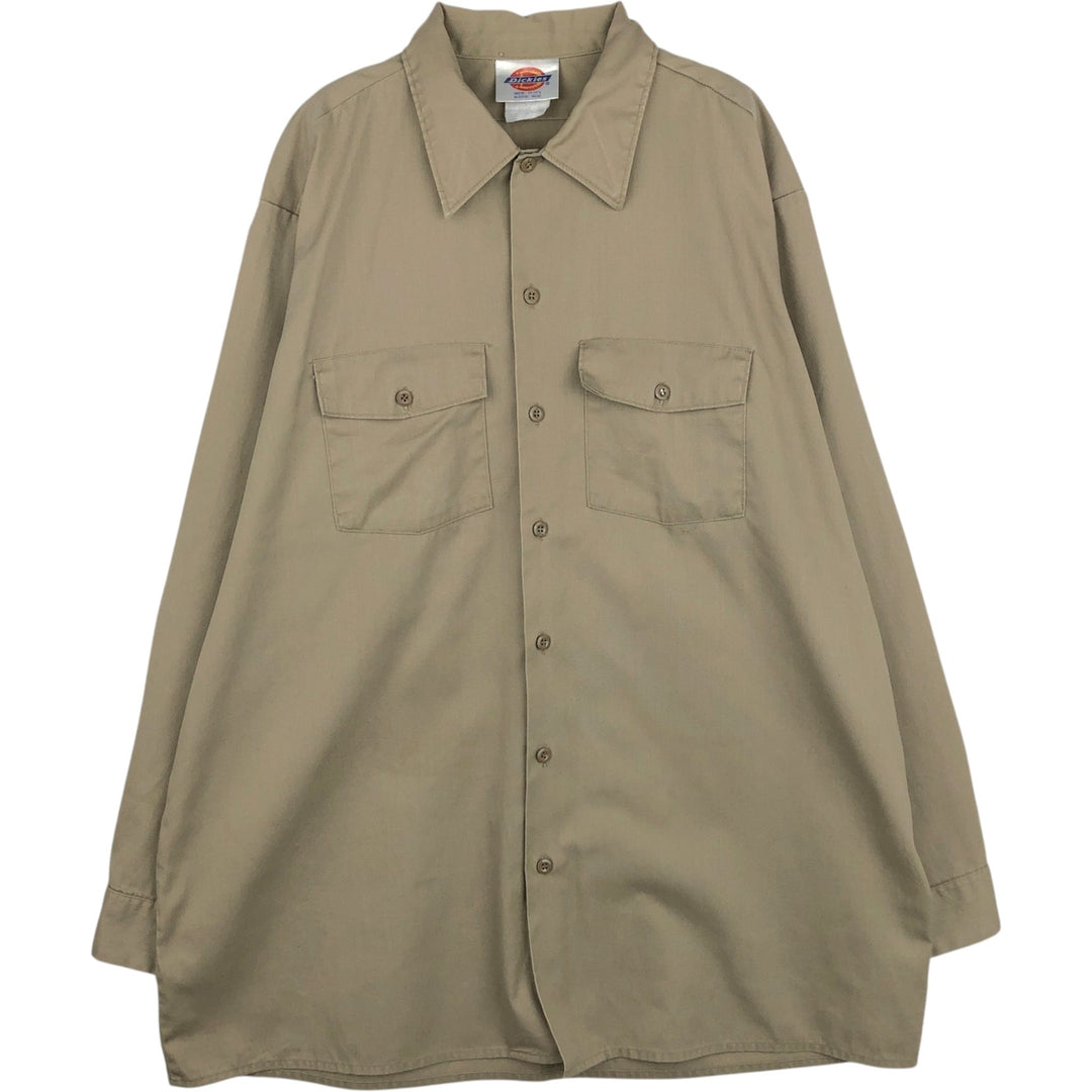 Dickies Long Sleeve Work Shirt, Men's XL Size polyester Beige type Vintage Second Hand