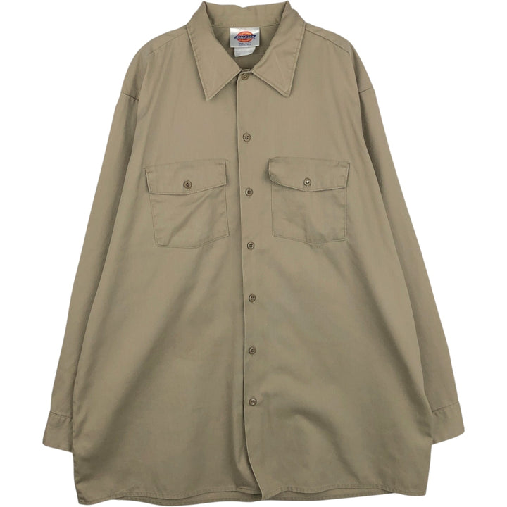 Dickies Long Sleeve Work Shirt, Men's XL Size polyester Beige type Vintage Second Hand