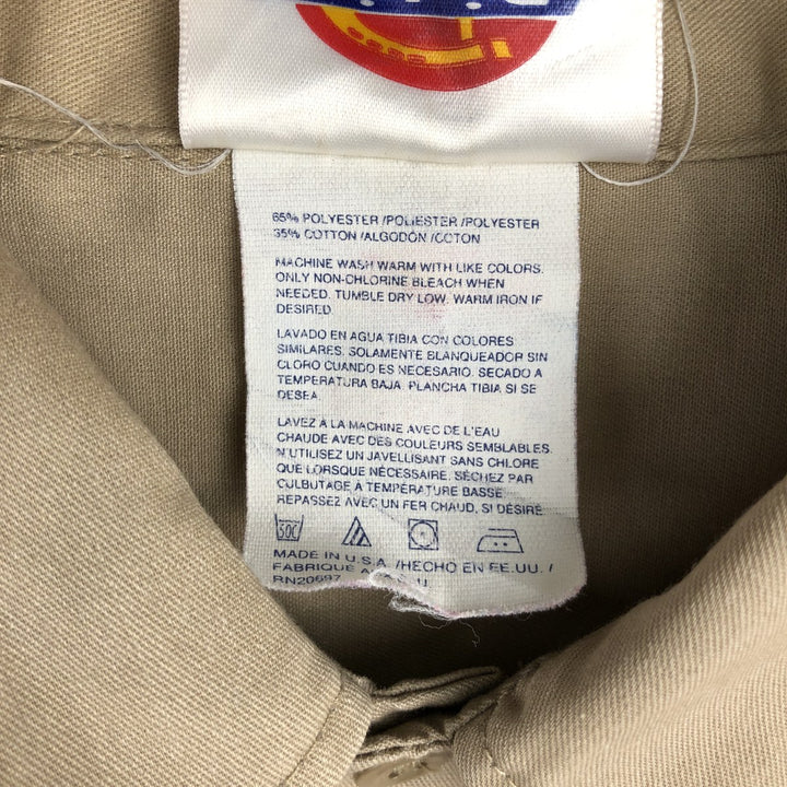 Dickies Long Sleeve Work Shirt, Made in USA, Men's Size L polyester Beige type Vintage Second Hand