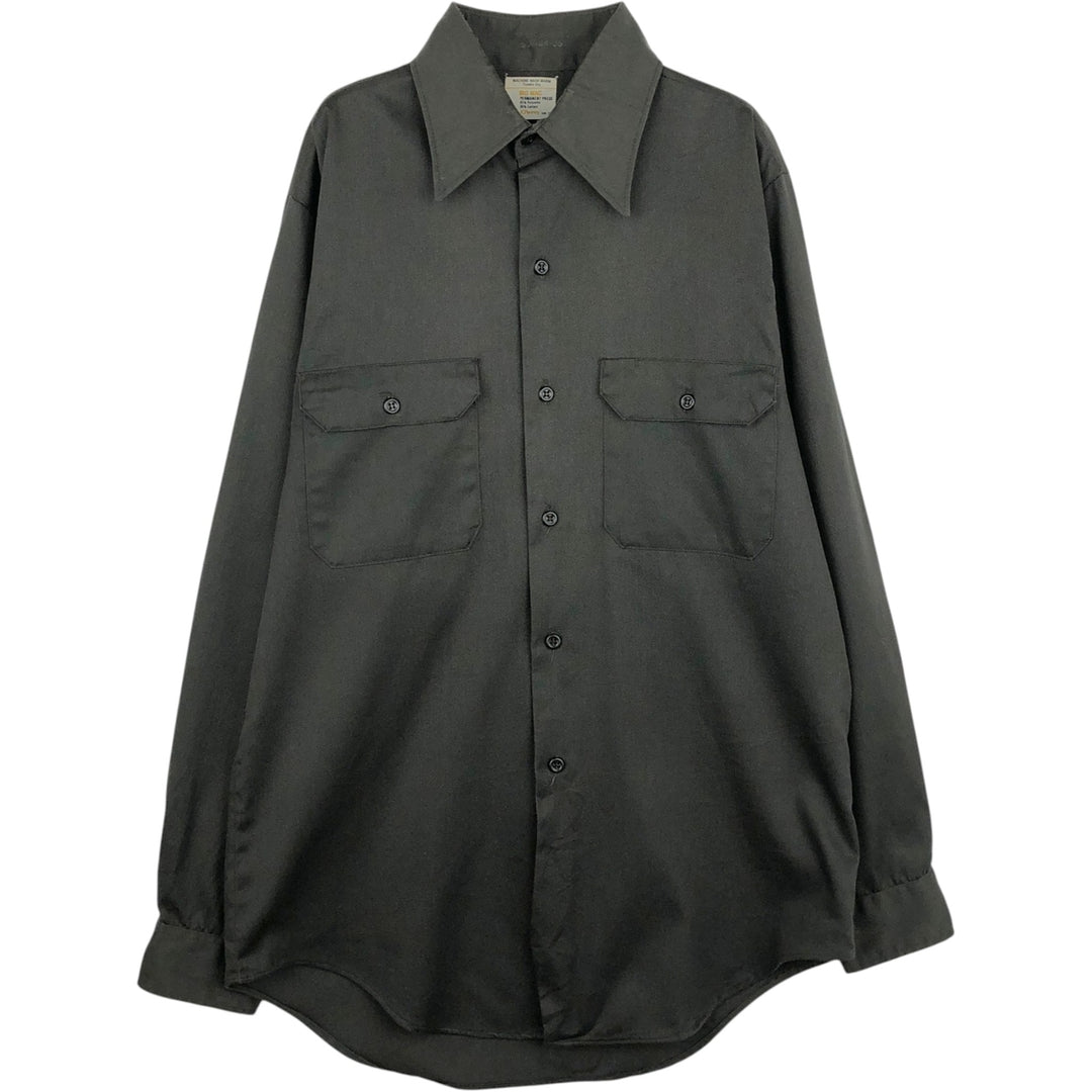 1970'S Big Mac Long-Sleeve Work Shirt, Men's Size M (Equivalent), Vintage polyester Khaki type Vintage Second Hand