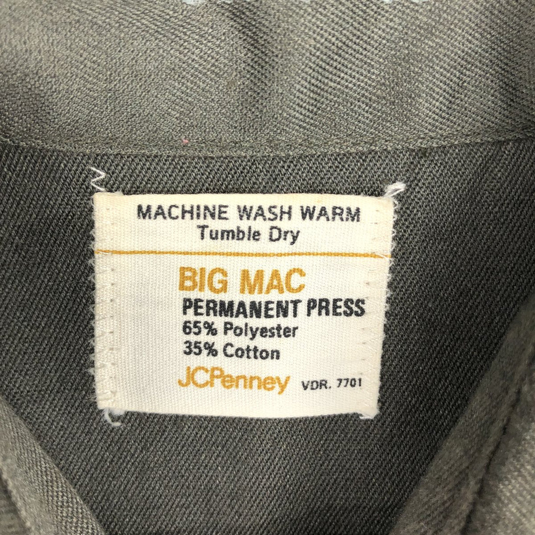 1970'S Big Mac Long-Sleeve Work Shirt, Men's Size M (Equivalent), Vintage polyester Khaki type Vintage Second Hand