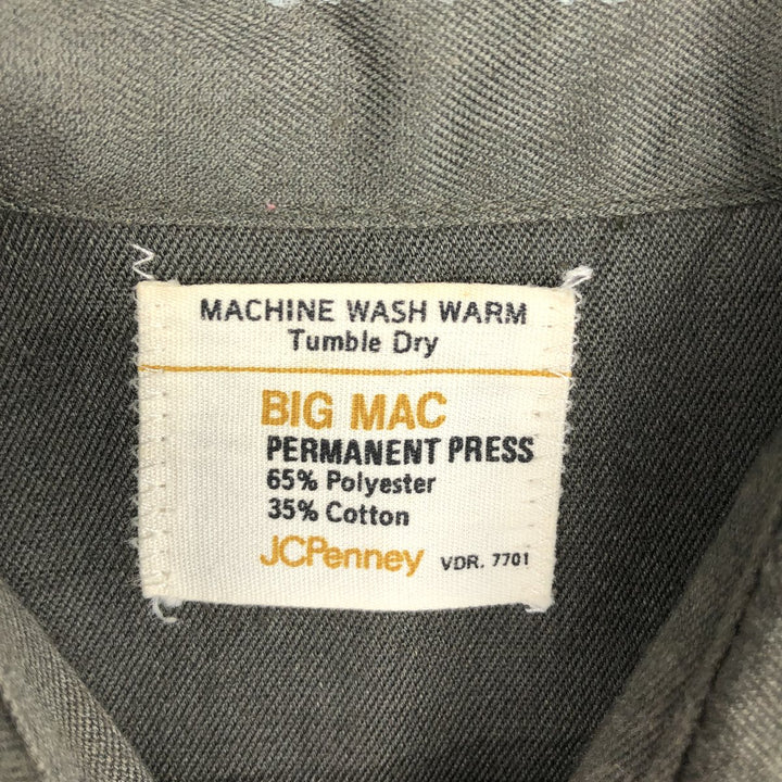 1970'S Big Mac Long-Sleeve Work Shirt, Men's Size M (Equivalent), Vintage polyester Khaki type Vintage Second Hand