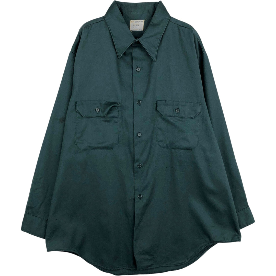 70'S Big Mac Long-Sleeve Work Shirt, Men's Size XL (Equivalent), Vintage polyester Green type dark green Vintage Second Hand