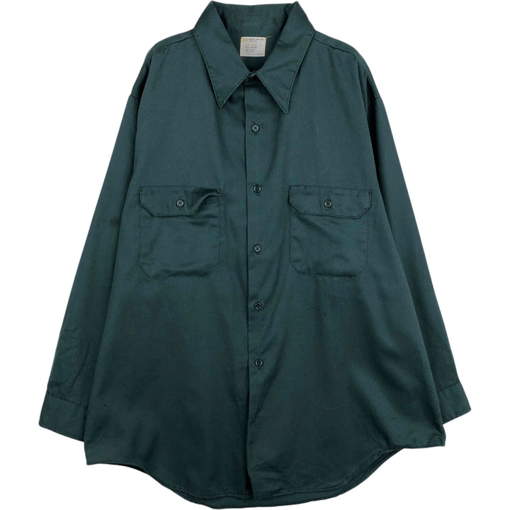 70'S Big Mac Long-Sleeve Work Shirt, Men's Size XL (Equivalent), Vintage polyester Green type dark green Vintage Second Hand