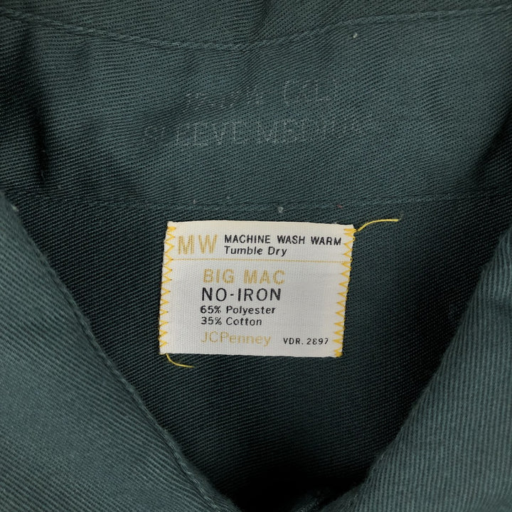 70'S Big Mac Long-Sleeve Work Shirt, Men's Size XL (Equivalent), Vintage polyester Green type dark green Vintage Second Hand