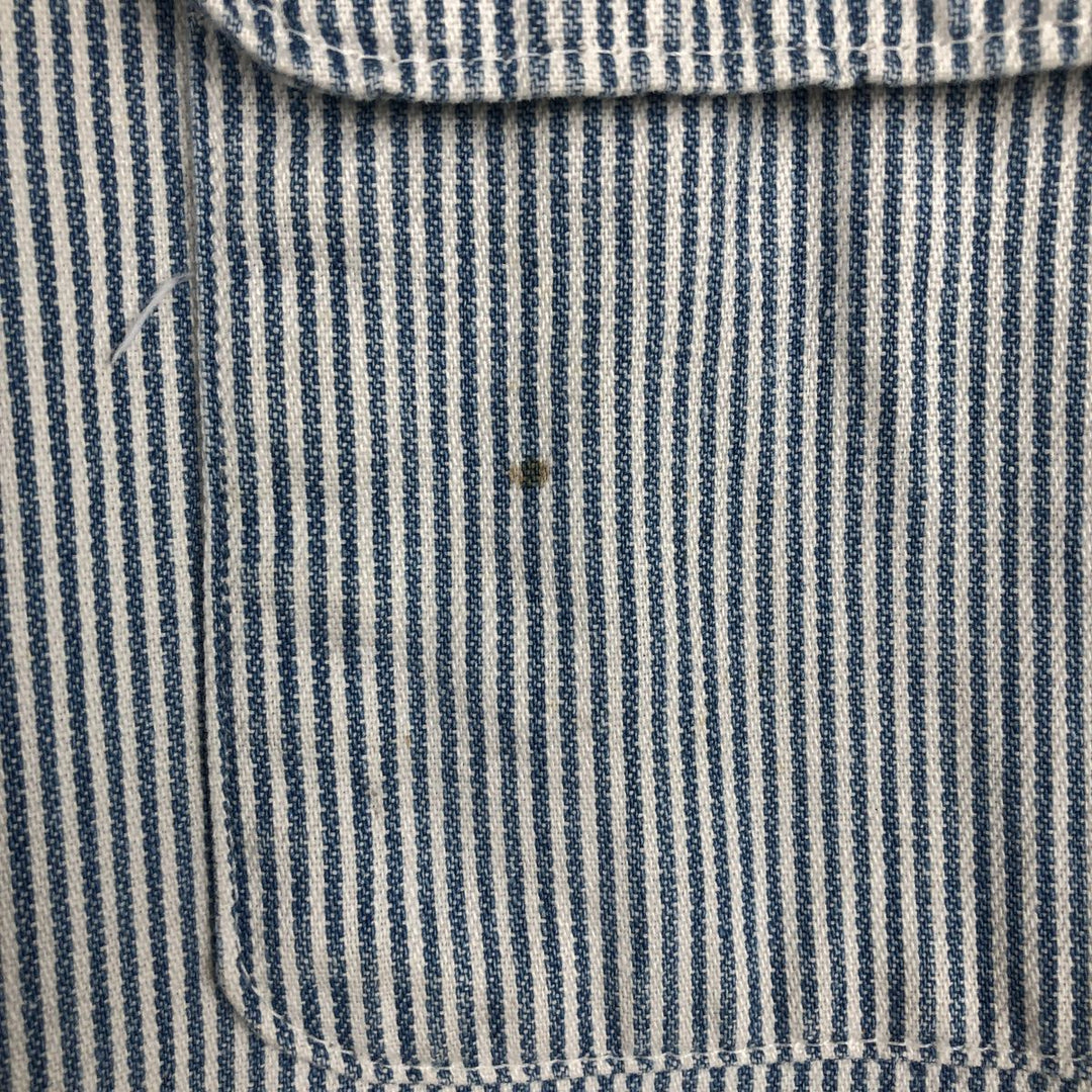90'S Five Brother Hickory Stripe Half-Zip Long-Sleeve Work Shirt, Men's Size L (Equivalent), Vintage unclear white type Vintage Second Hand