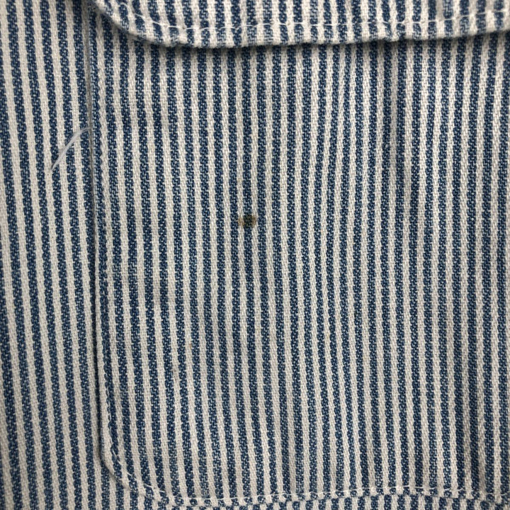 90'S Five Brother Hickory Stripe Half-Zip Long-Sleeve Work Shirt, Men's Size L (Equivalent), Vintage unclear white type Vintage Second Hand
