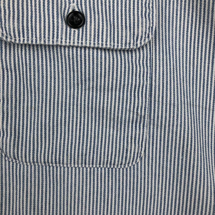 90'S Five Brother Hickory Stripe Half-Zip Long-Sleeve Work Shirt, Men's Size L (Equivalent), Vintage unclear white type Vintage Second Hand