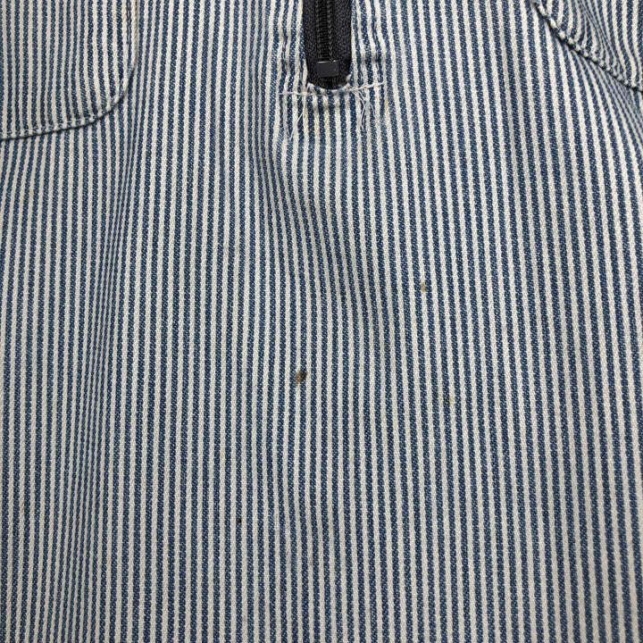 90'S Five Brother Hickory Stripe Half-Zip Long-Sleeve Work Shirt, Men's Size L (Equivalent), Vintage unclear white type Vintage Second Hand