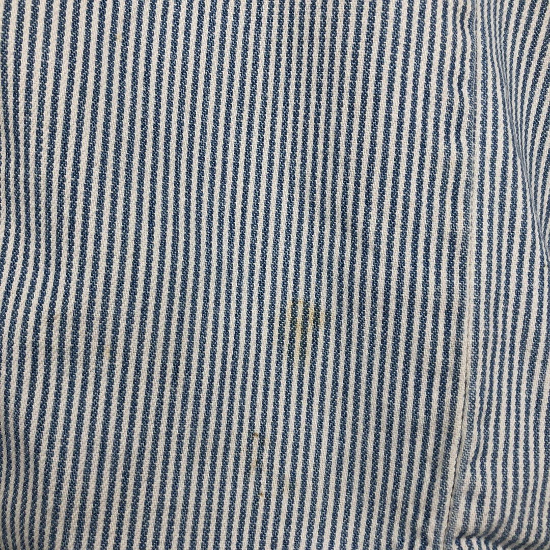 90'S Five Brother Hickory Stripe Half-Zip Long-Sleeve Work Shirt, Men's Size L (Equivalent), Vintage unclear white type Vintage Second Hand