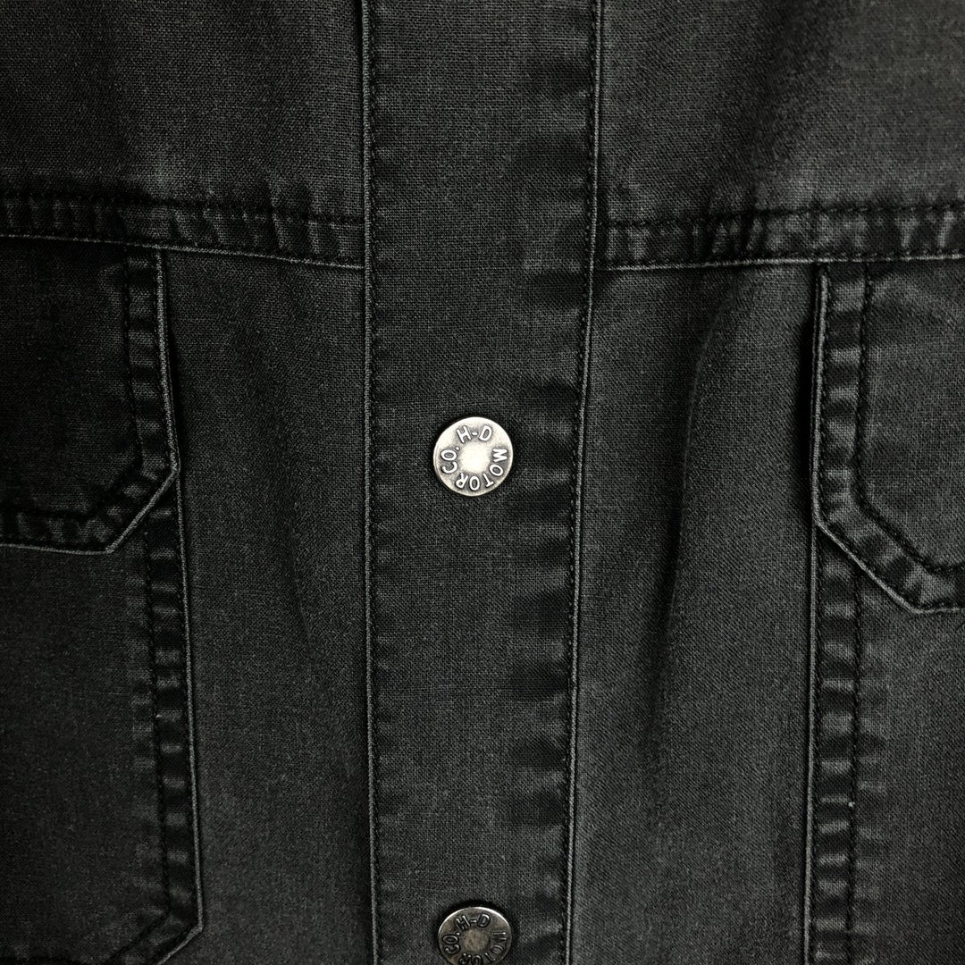 Harley-Davidson Skull Pattern Long-Sleeve Button-Down Work Shirt, Men's Size XL (approx.) cotton black type Vintage Second Hand