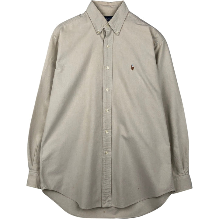 Ralph Lauren BLAKE long sleeve button down shirt, men's size M cotton Beige type Vintage Second Hand