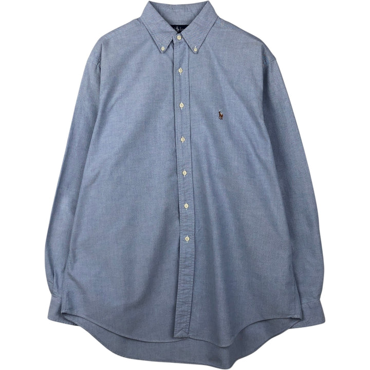 Ralph Lauren long sleeve button down shirt, men's size L cotton blue type Vintage Second Hand