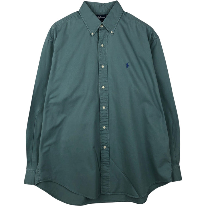 Ralph Lauren BLAIRE long sleeve button down shirt, men's size L cotton blue type Vintage Second Hand