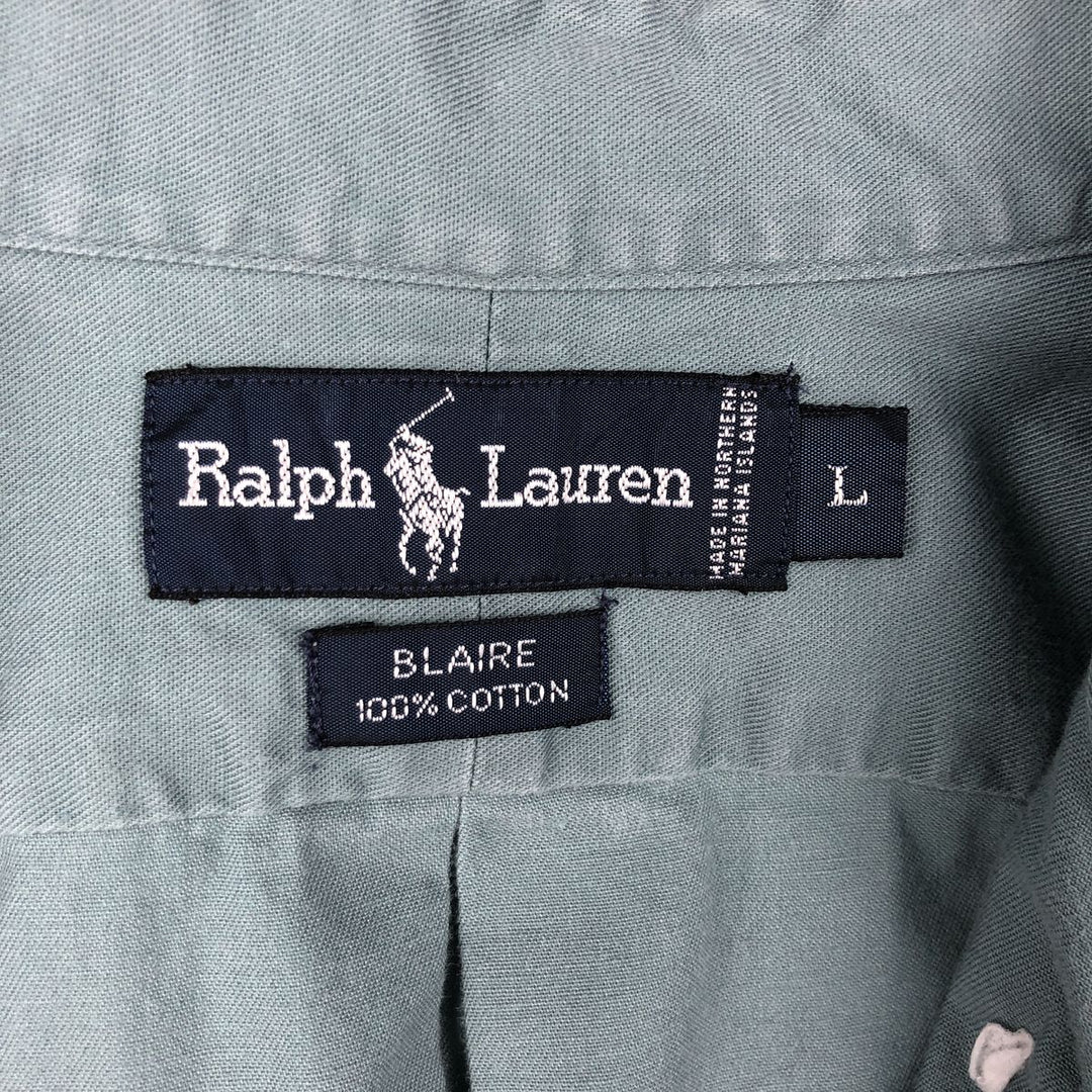 Ralph Lauren BLAIRE long sleeve button down shirt, men's size L cotton blue type Vintage Second Hand