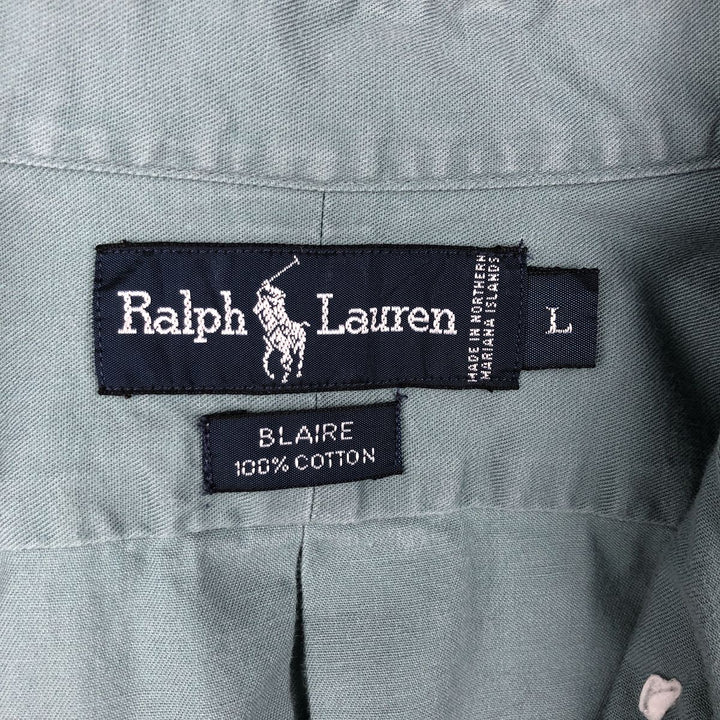 Ralph Lauren BLAIRE long sleeve button down shirt, men's size L cotton blue type Vintage Second Hand