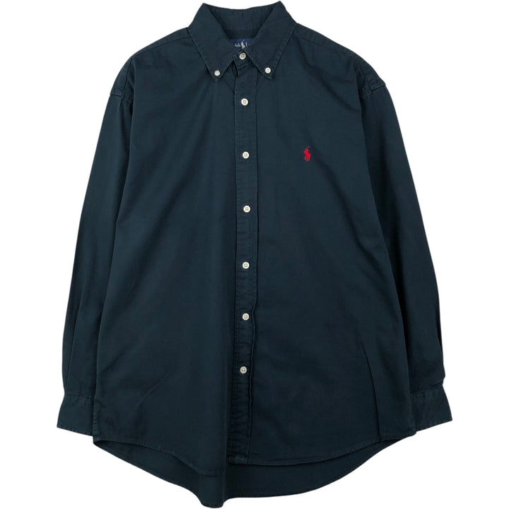 Ralph Lauren BLAKE long sleeve button down shirt, men's size L cotton navy blue type Vintage Second Hand