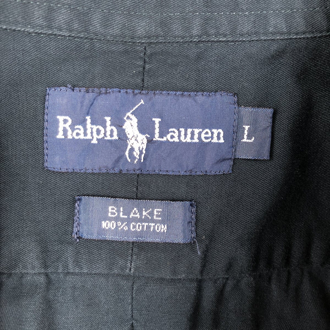 Ralph Lauren BLAKE long sleeve button down shirt, men's size L cotton navy blue type Vintage Second Hand