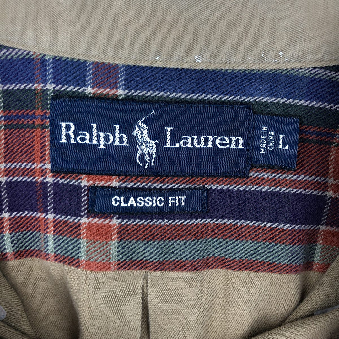 Ralph Lauren Classic Fit Long Sleeve Button Down Shirt, Men's Size L cotton Beige type Vintage Second Hand