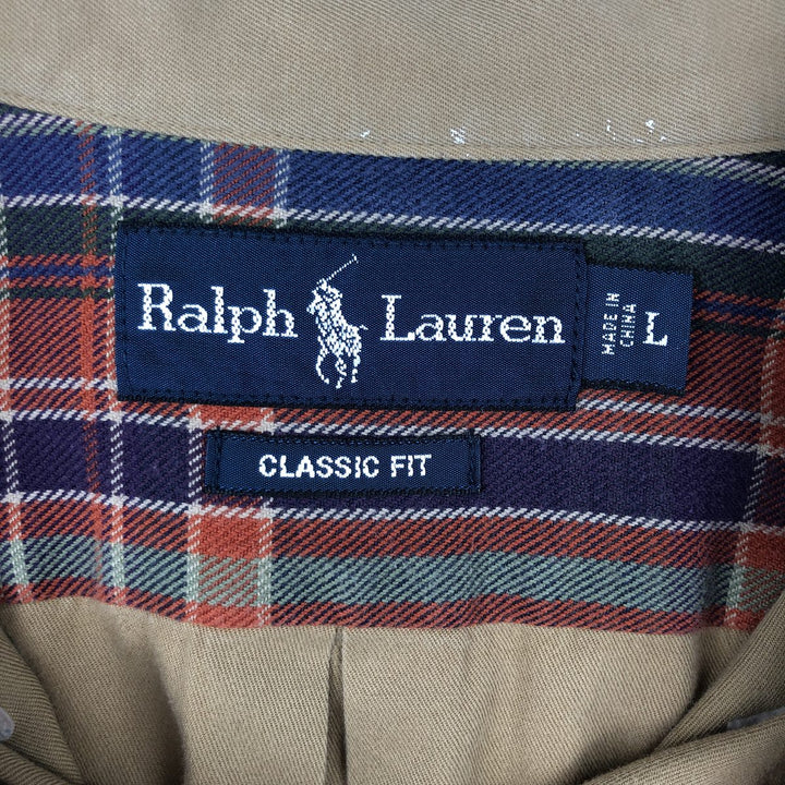 Ralph Lauren Classic Fit Long Sleeve Button Down Shirt, Men's Size L cotton Beige type Vintage Second Hand