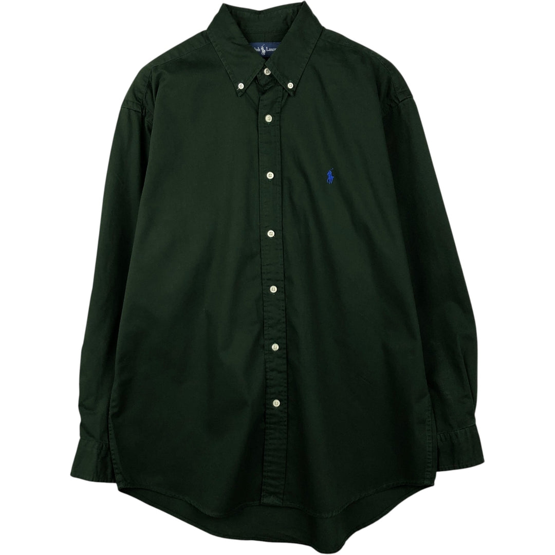 Ralph Lauren BLAKE long sleeve button down shirt, men's size L cotton green type Vintage Second Hand