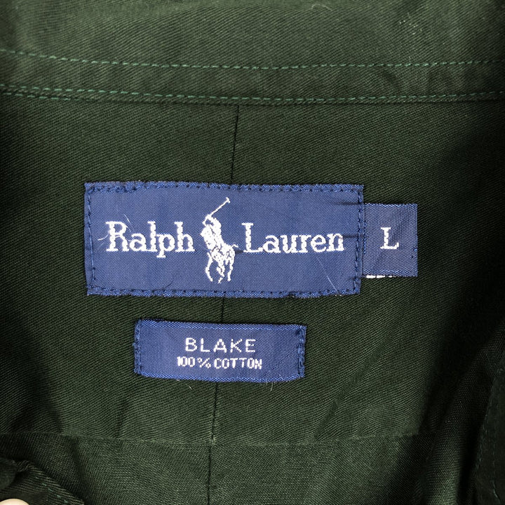 Ralph Lauren BLAKE long sleeve button down shirt, men's size L cotton green type Vintage Second Hand