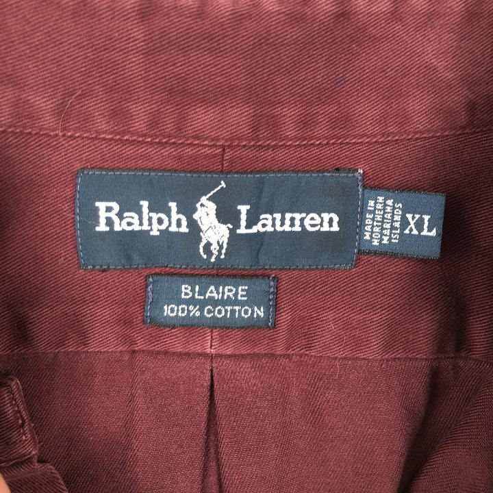 Ralph Lauren BLAIRE long sleeve button down shirt, men's XL size cotton Red type red-purple Vintage Second Hand
