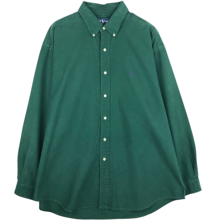Ralph Lauren BLAKE long sleeve button down shirt, men's XL size cotton green type Vintage Second Hand