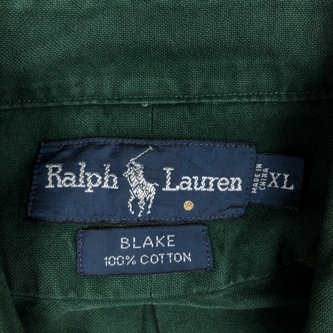 Ralph Lauren BLAKE long sleeve button down shirt, men's XL size cotton green type Vintage Second Hand