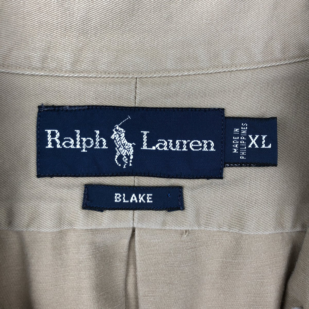 Ralph Lauren BLAKE long sleeve button down shirt, men's XL size cotton Beige type Vintage Second Hand