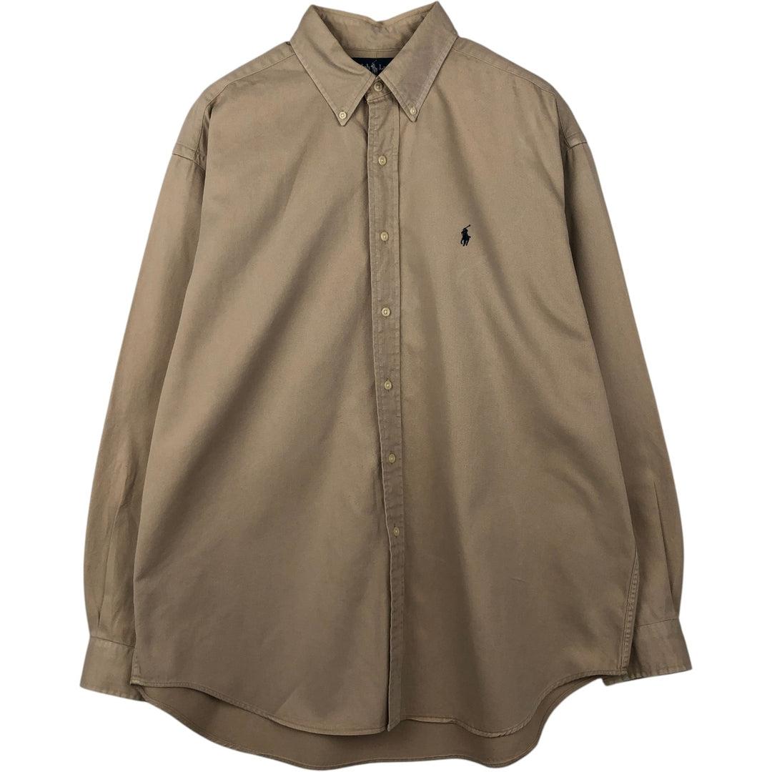 Ralph Lauren BLAKE long sleeve button down shirt, men's XL size cotton Beige type Vintage Second Hand