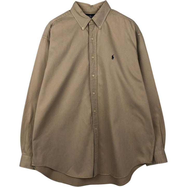 Ralph Lauren BLAKE long sleeve button down shirt, men's XL size cotton Beige type Vintage Second Hand