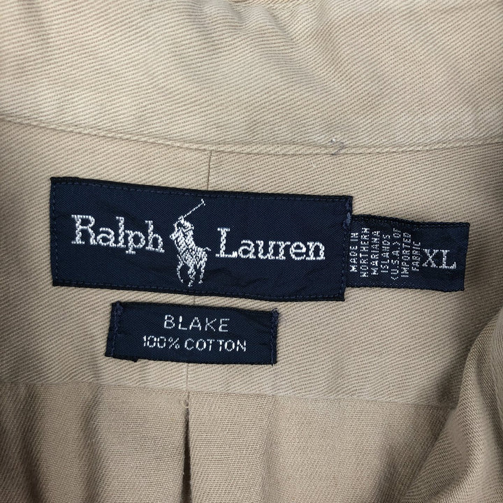 Ralph Lauren BLAKE long sleeve button down shirt, men's XL size cotton Beige type Vintage Second Hand